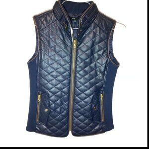 Fate Rowen Faux Leather Quilted Zip Vest Navy Blue Sz XS #298J